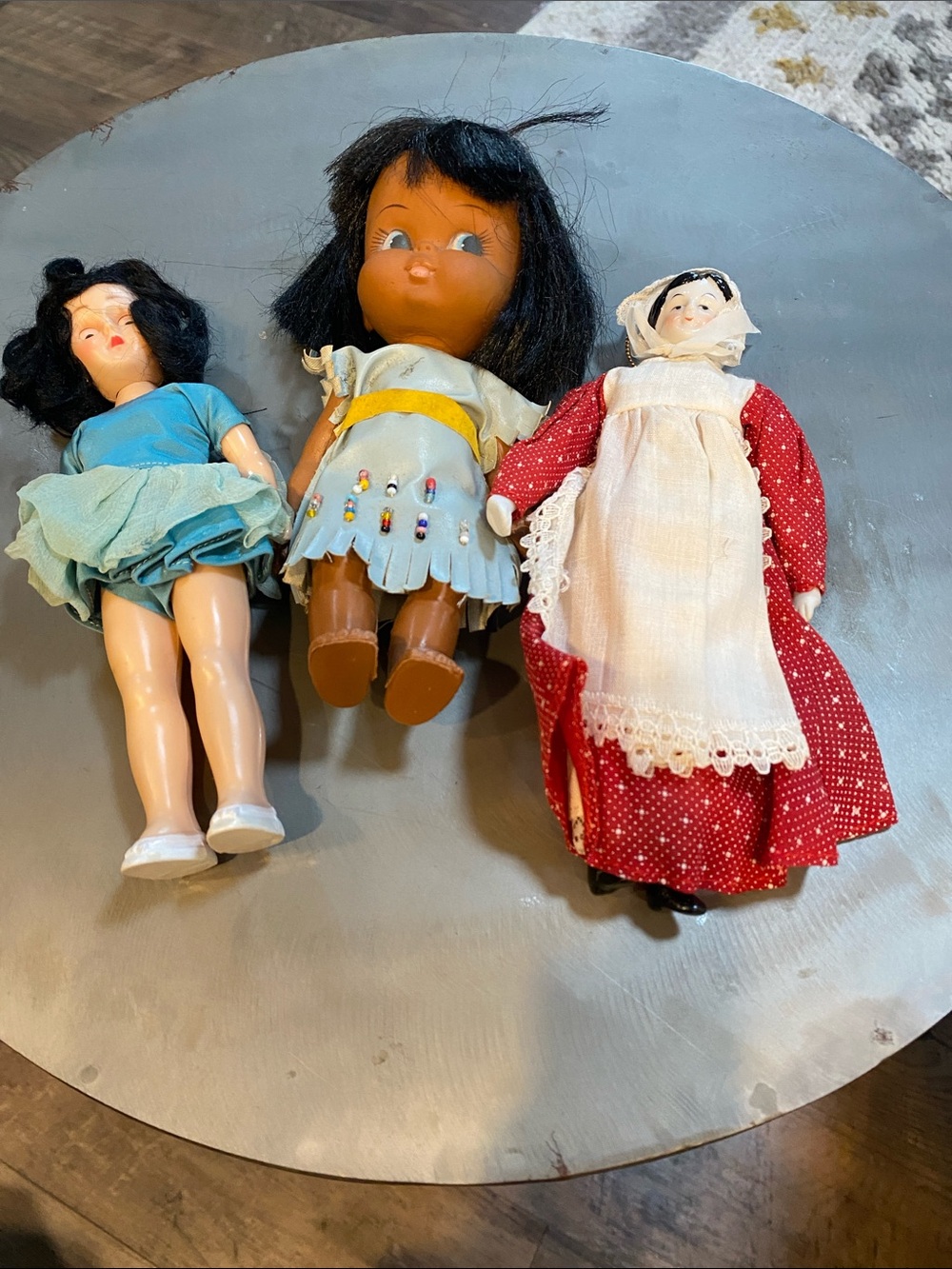 Vintage-Style Kids Doll Set - Blue, Red, Brown
